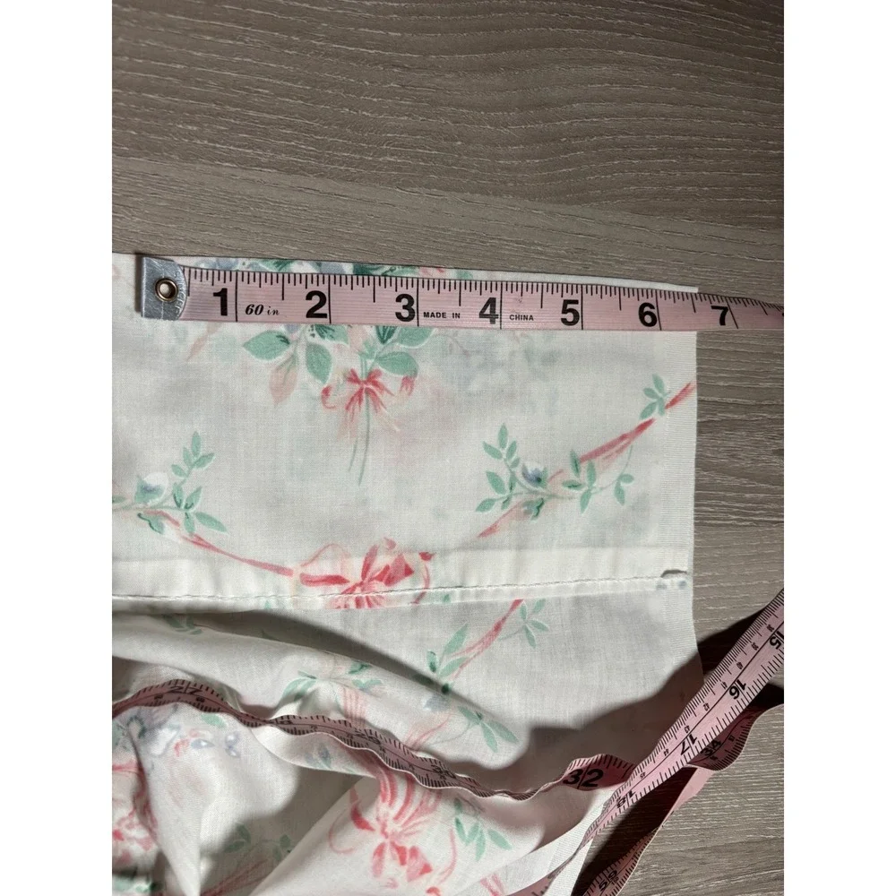 Vintage JC Penney Twin Flat Sheet Floral Rose Bow Cottagecore USA 66x92 Country